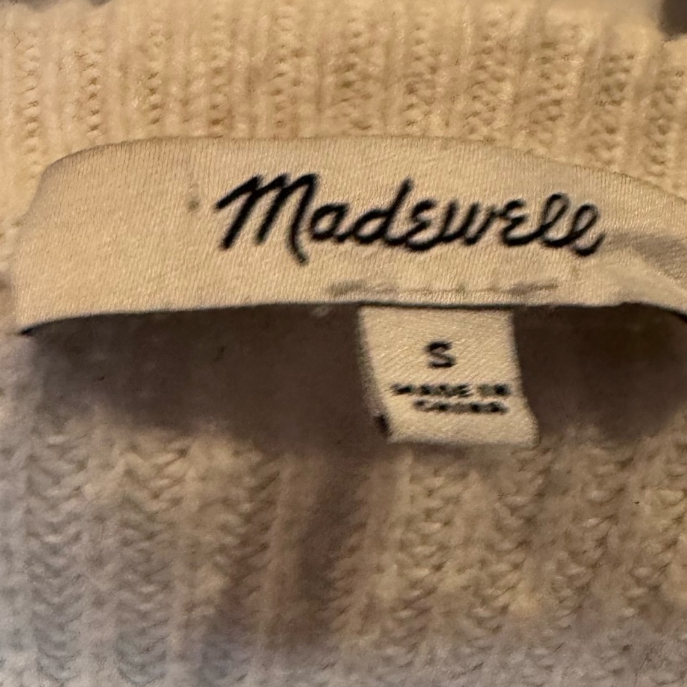 Madewell Cream Navy Striped Sweater Small Nautical Pocket Knit - Picture 4 of 4